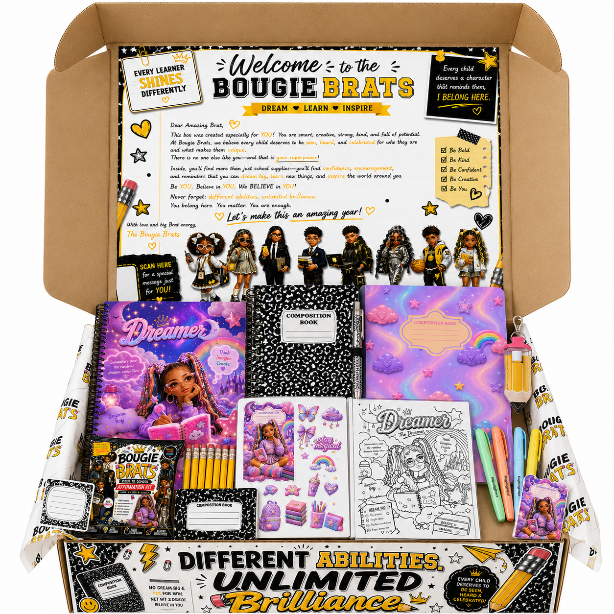 Bougie Brat™ Box — Character-themed essentials — no name personalization, same Brat energy.
