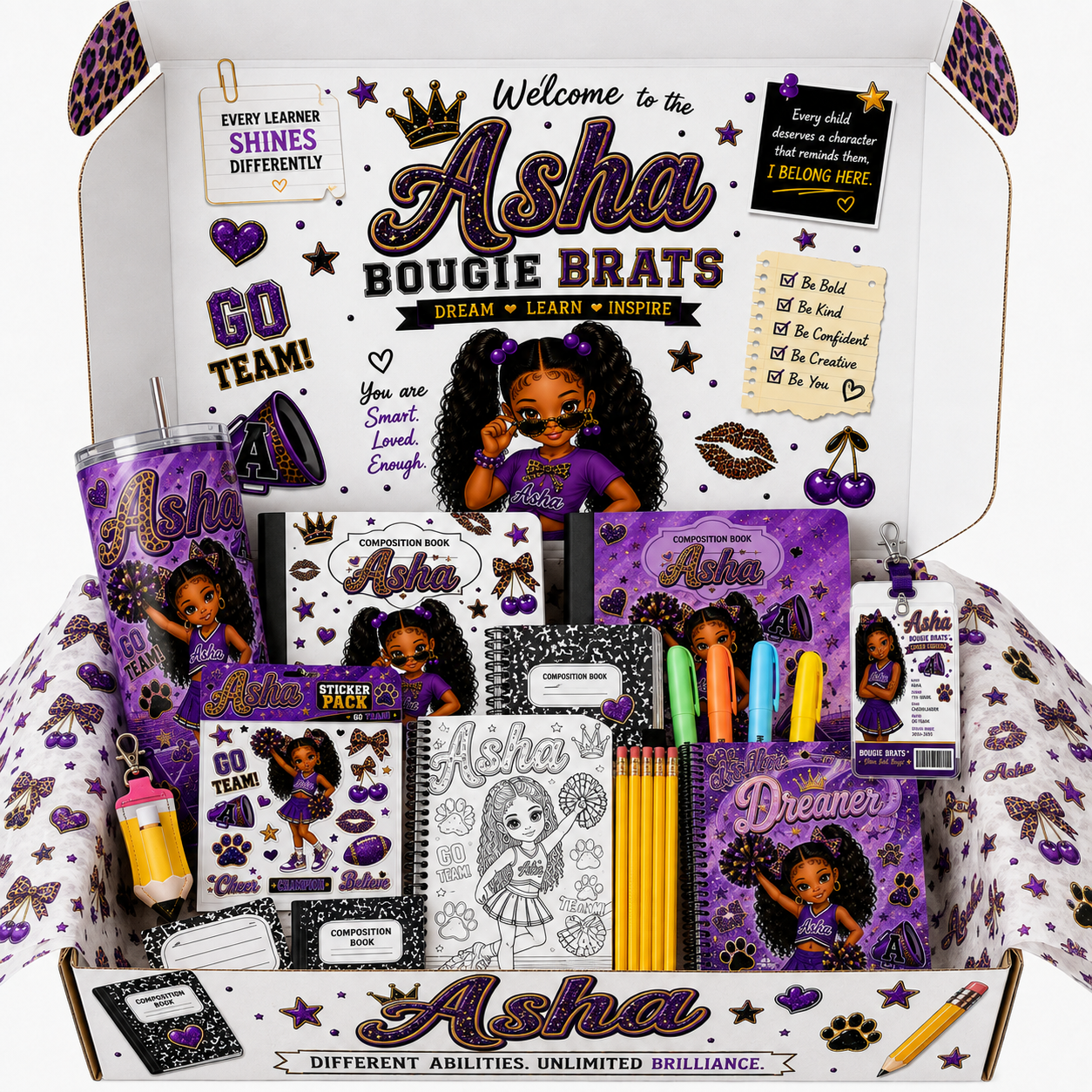 Beyond Spoiled Box — Fully customized — your child becomes the main character, with everything in the Spoiled Rotten Box included.