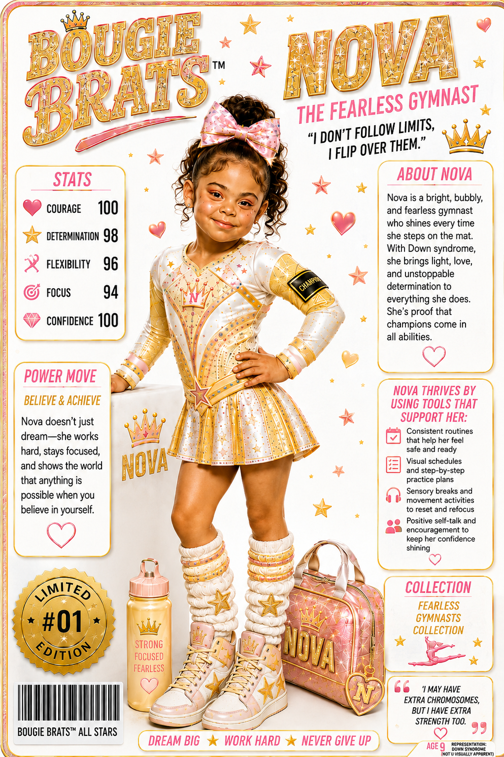 Nova, The Fearless Gymnast — Bougie Brats™ Champions profile card
