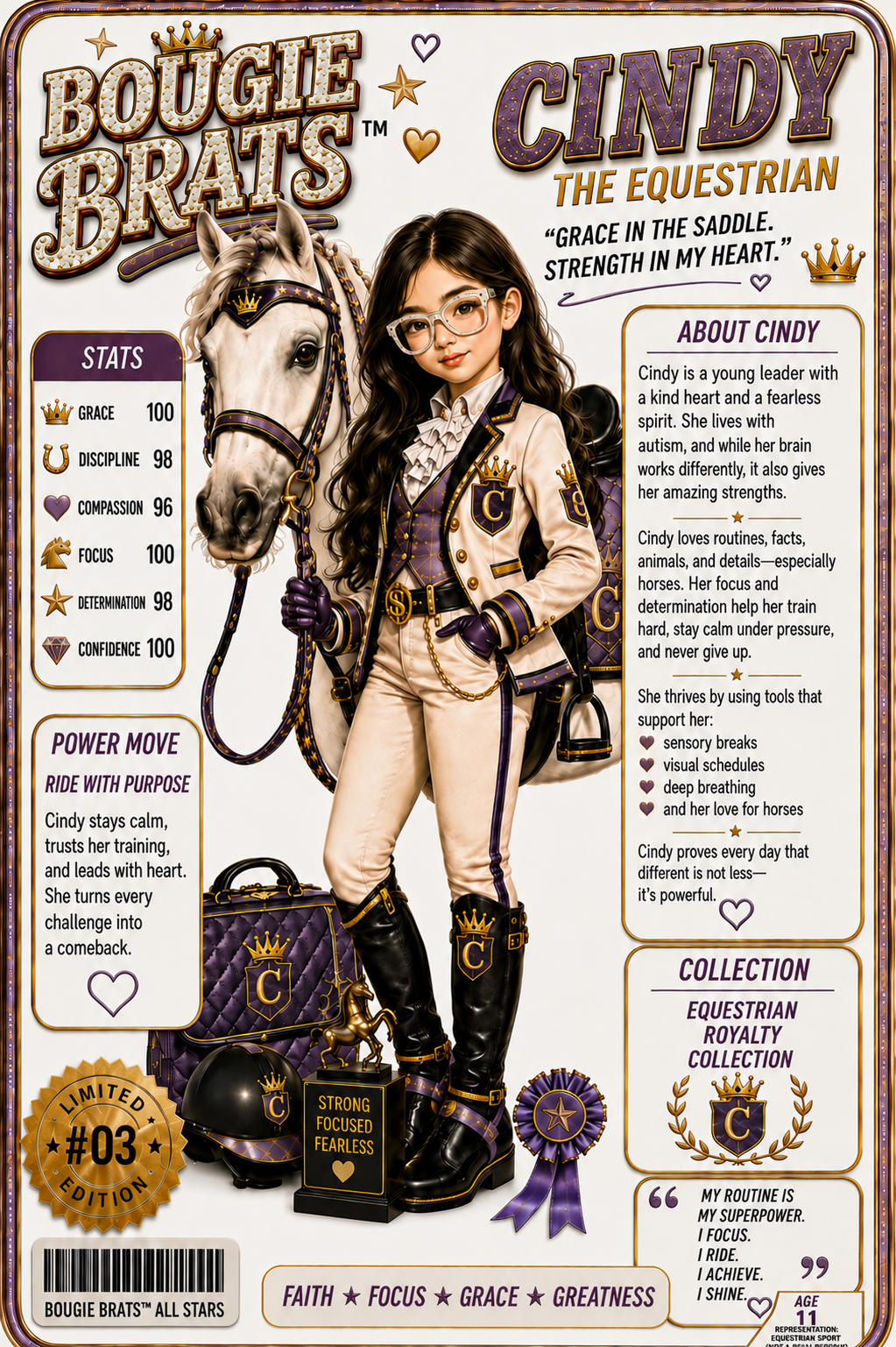 Cindy, The Equestrian — Bougie Brats™ Champions profile card